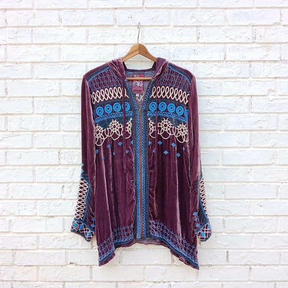 Johnny Was Tansy Embroidered Velvet Hooded Jacket XS - Picture 1 of 6